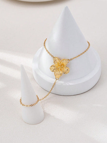 Chaîne de doigt fleur métallique - Bijou élégant