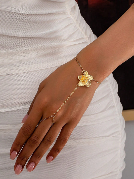 Chaîne de doigt fleur métallique - Bijou élégant