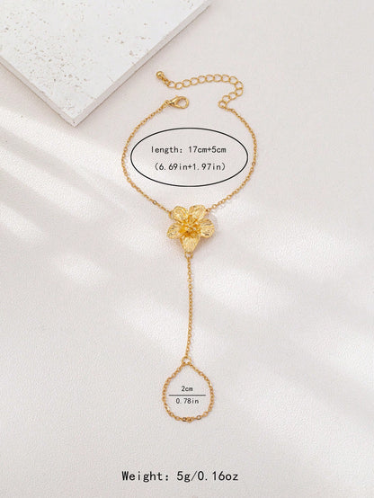 Chaîne de doigt fleur métallique - Bijou élégant