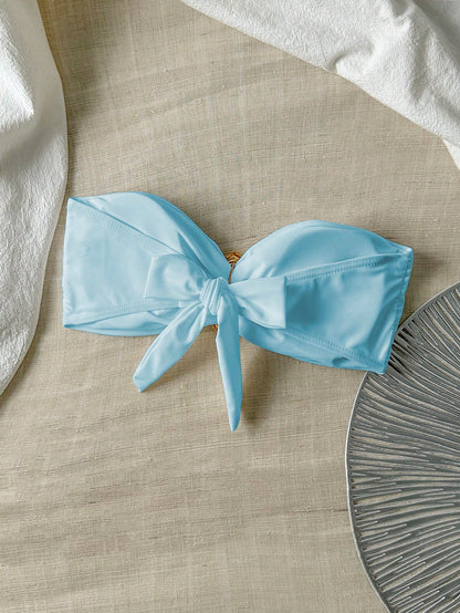 Soutien-gorge de bain sexy avec décoration métallique, couleur unie