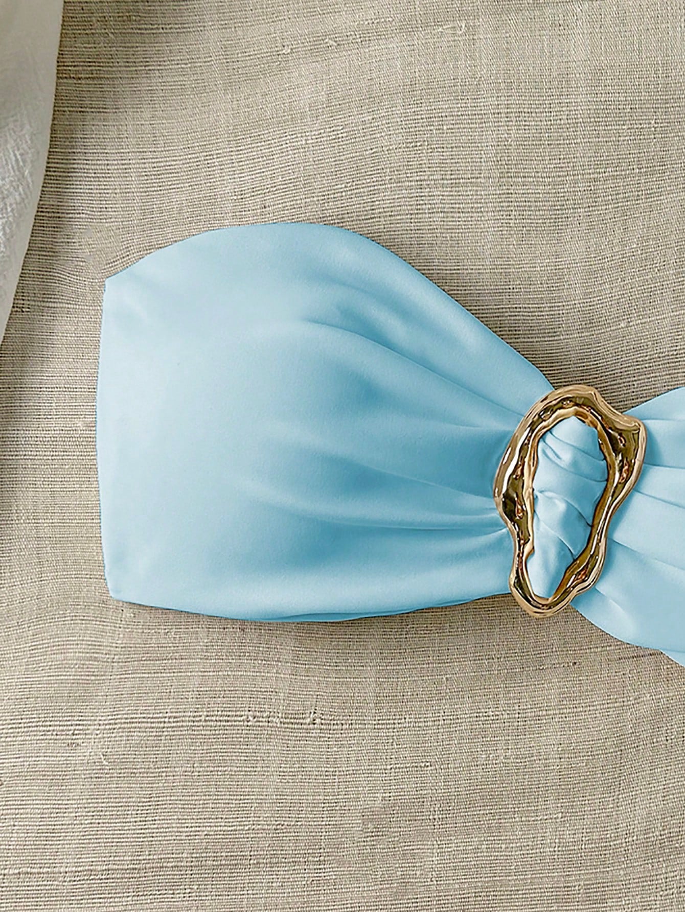 Soutien-gorge de bain sexy avec décoration métallique, couleur unie