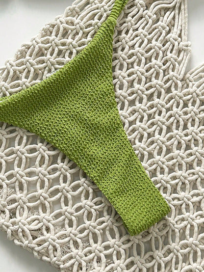 Bikini sans bretelles jacquard uni avec décor métallique pour femmes