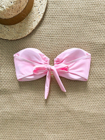 Bikini Top Femme Sans Bretelles Décor Métal