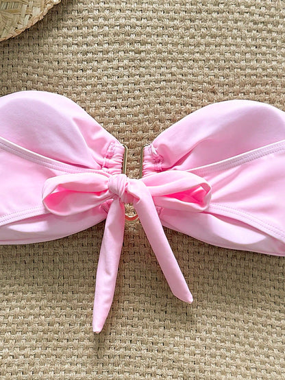 Bikini Top Femme Sans Bretelles Décor Métal