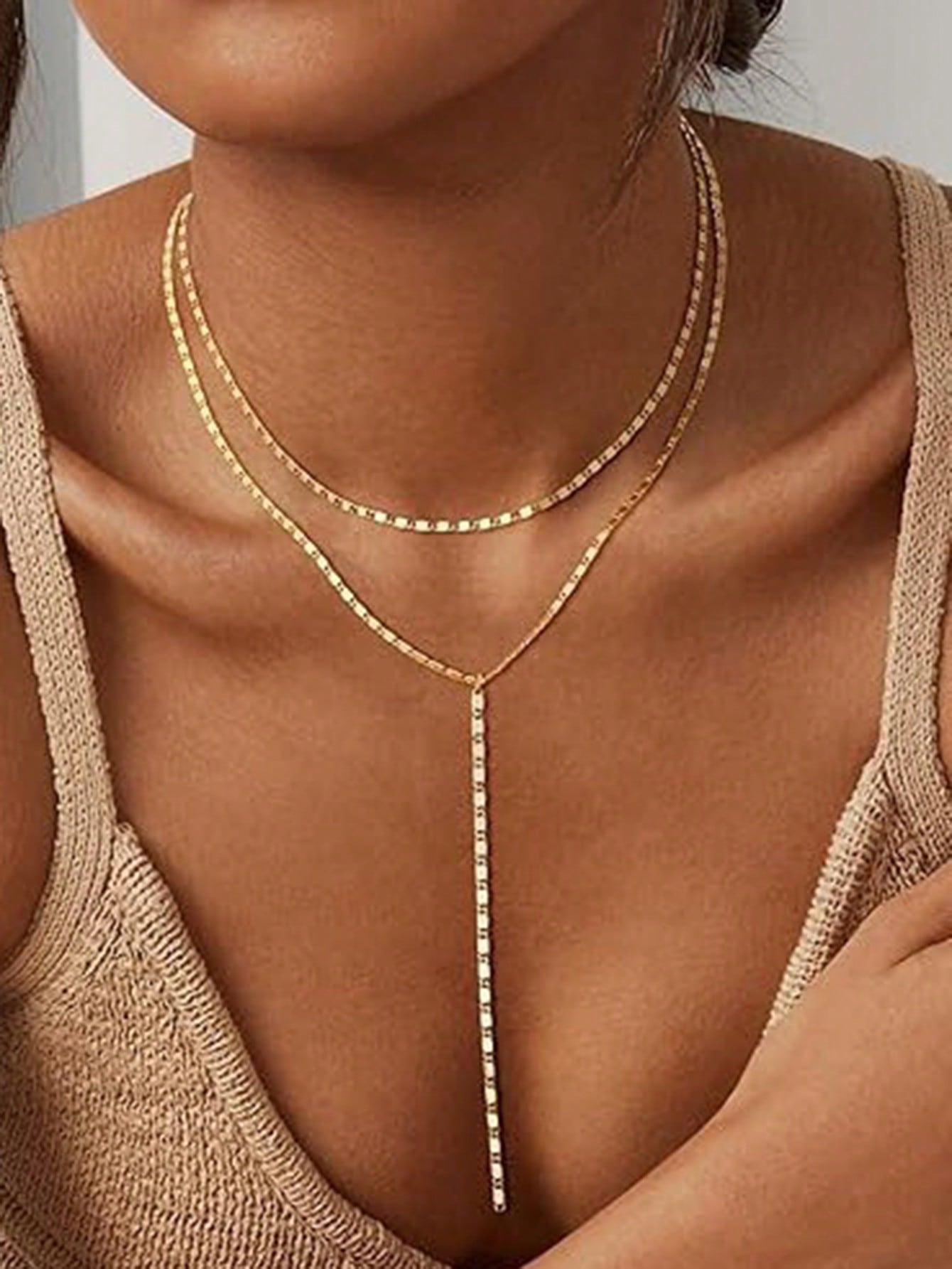 Collier pendentif Y strass cristal élégant