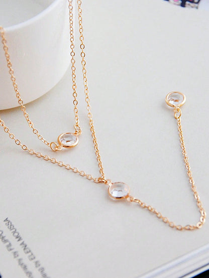 Collier Y transparent avec cristaux - Cadeau femme