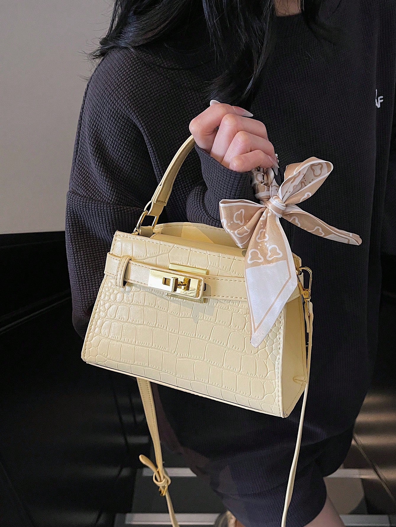 Sac à main mini femme motif crocodile avec bandoulière
