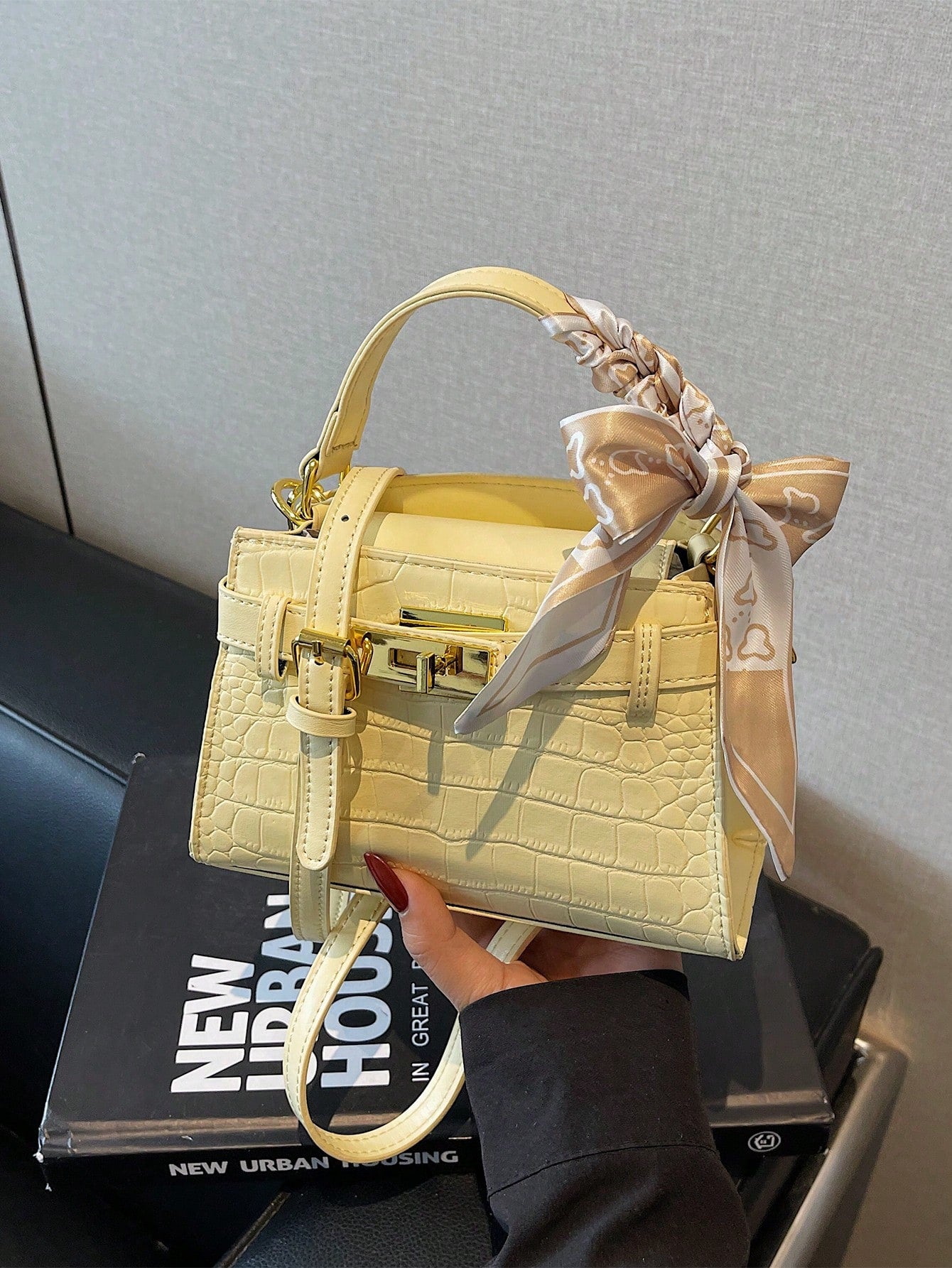 Sac à main mini femme motif crocodile avec bandoulière