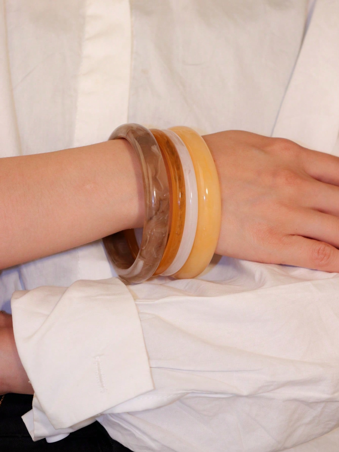 Bracelets acryliques vintage - 4 pièces pour femmes