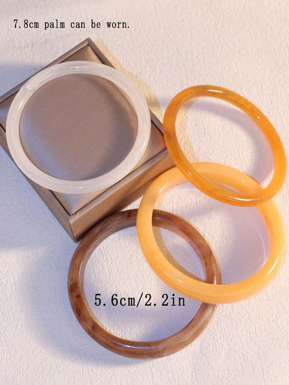 Bracelets acryliques vintage - 4 pièces pour femmes