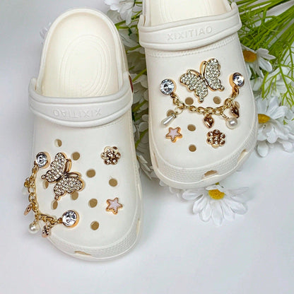 Lot de 8 breloques brillantes pour chaussures en métal synthétique léger