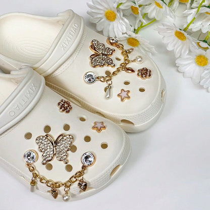 Lot de 8 breloques brillantes pour chaussures en métal synthétique léger