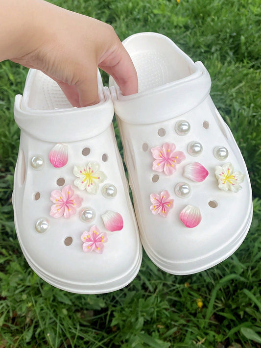 18 pièces Boucles de Chaussures Décoratives Fleurs et Perles