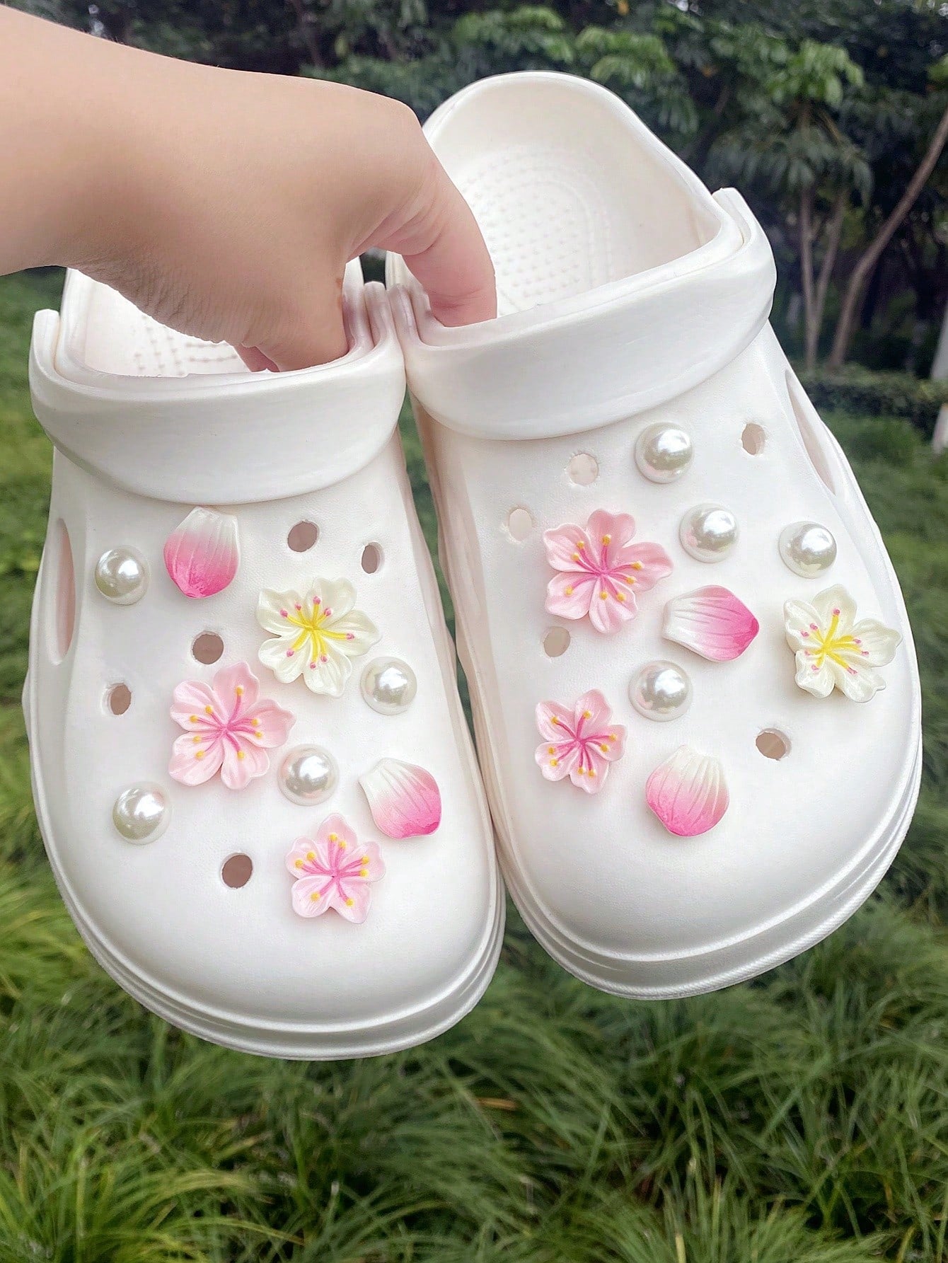 18 pièces Boucles de Chaussures Décoratives Fleurs et Perles