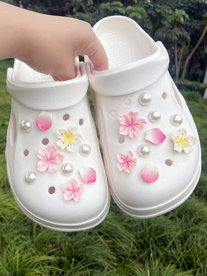 18 pièces Boucles de Chaussures Décoratives Fleurs et Perles