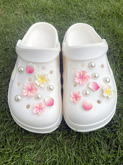 18 pièces Boucles de Chaussures Décoratives Fleurs et Perles