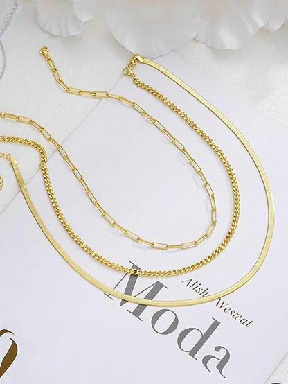 Collier à chaîne minimaliste 3 pièces
