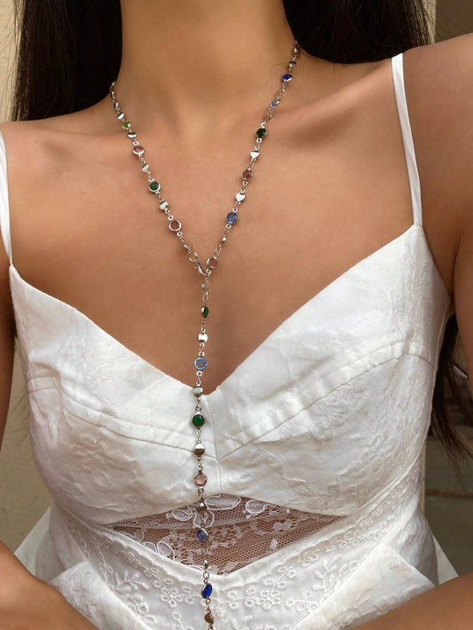 Collier long Y doré/argenté pour femme