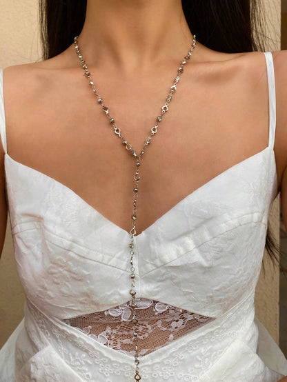 Collier long en Y doré/argenté pour femmes