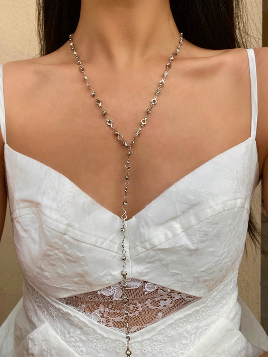 Collier long en Y doré/argenté pour femmes