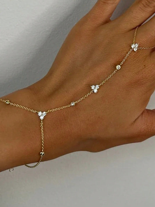 Bracelet doigt cuivre argent strass zirconium