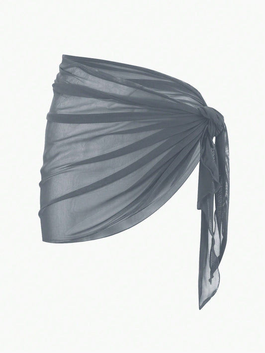 Jupe cache-maillot asymétrique à nœud avant