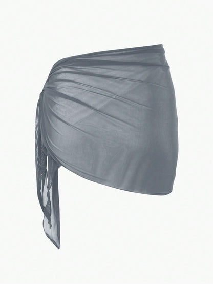 Jupe cache-maillot asymétrique à nœud avant