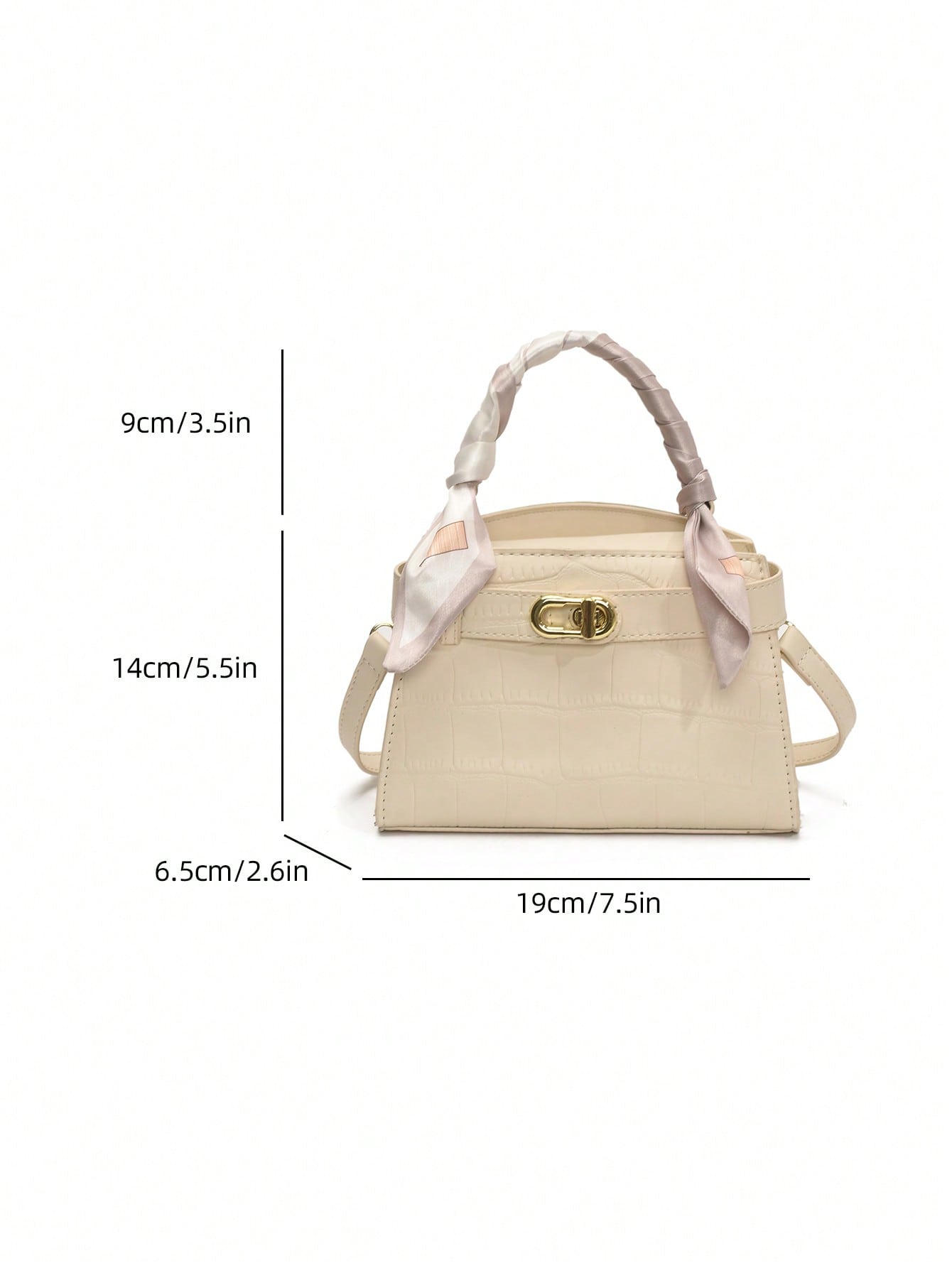 Sac à main femme en PU motif crocodile avec sangle réglable et fermeture magnétique