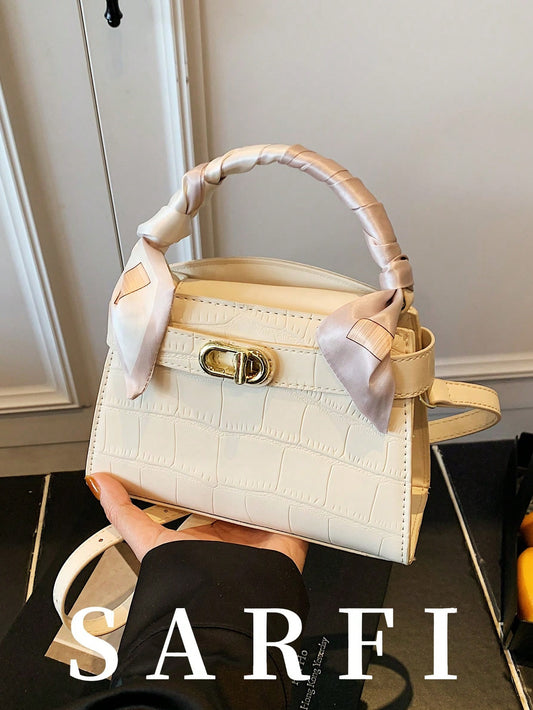 Sac à main femme en PU motif crocodile avec sangle réglable et fermeture magnétique