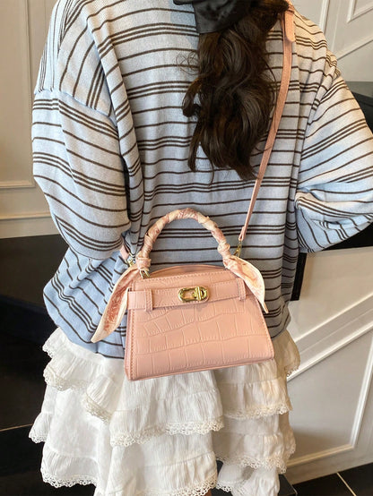 Sac à main femme PU motif crocodile, sangle ajustable, fermeture magnétique