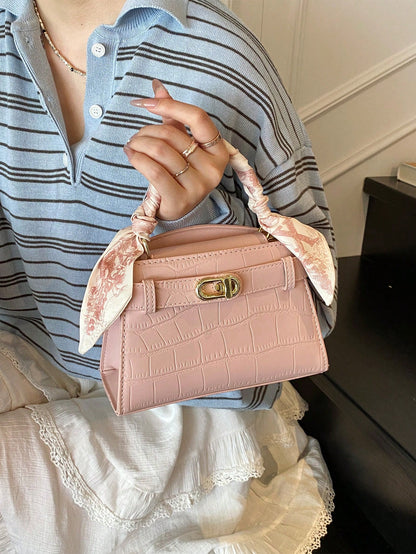 Sac à main femme PU motif crocodile, sangle ajustable, fermeture magnétique