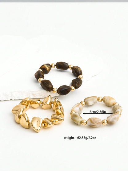 Ensemble 3 bracelets vintage perles marron