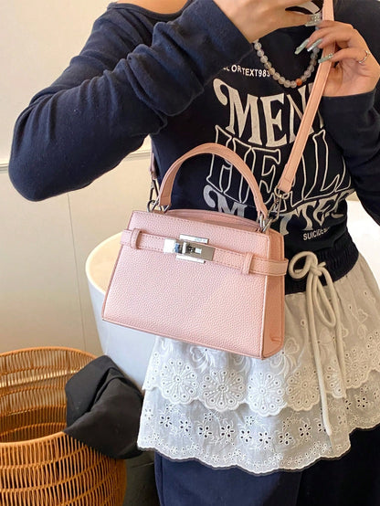 Sac à main femme motif litchi, sangle réglable, cuir haute gamme
