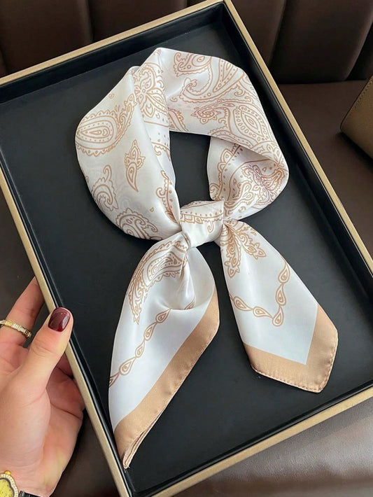 Foulard carré 70 cm en faux soie, imprimé cachemire unisexe