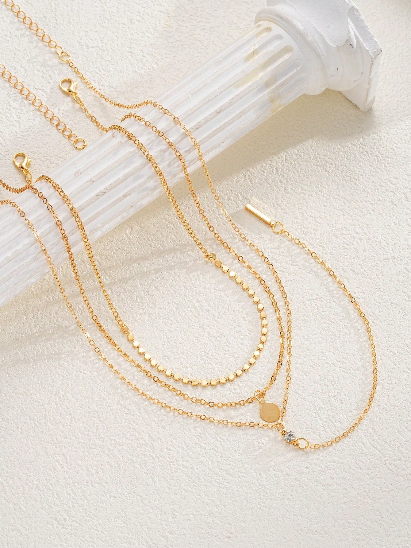 Collier long argent avec diamants en Y pour femmes