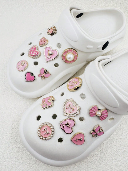 16 pièces décorations résine perles papillons coeur pour chaussures