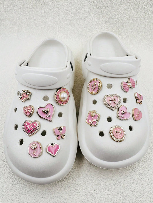 16 pièces décorations résine perles papillons coeur pour chaussures