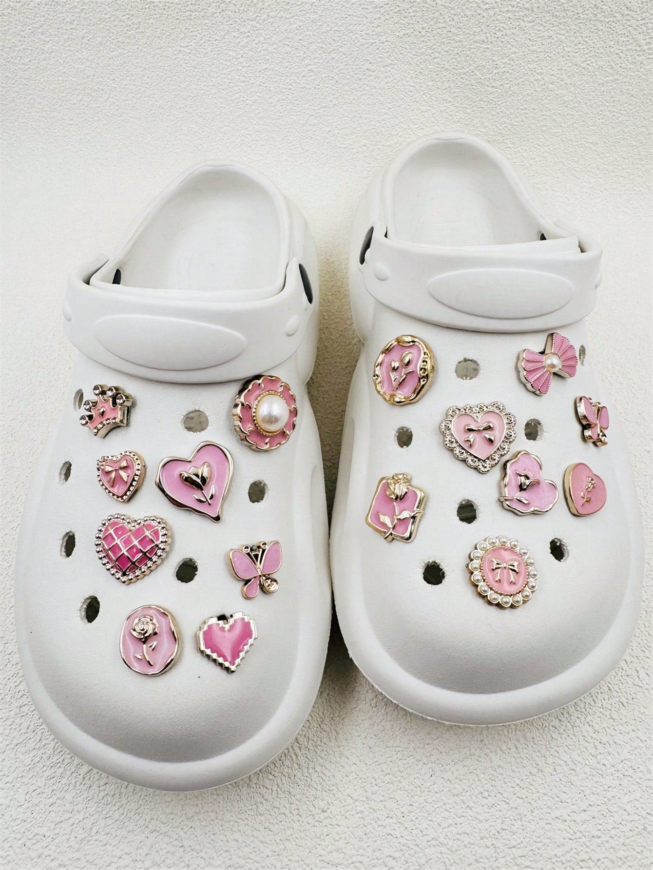 16 pièces décorations résine perles papillons cœurs pour chaussures