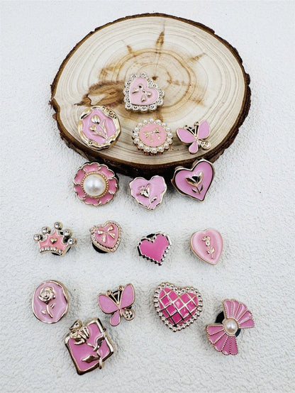 16 pièces décorations résine perles papillons coeur pour chaussures