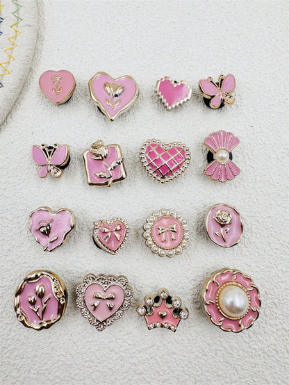16 pièces décorations résine perles papillons coeur pour chaussures
