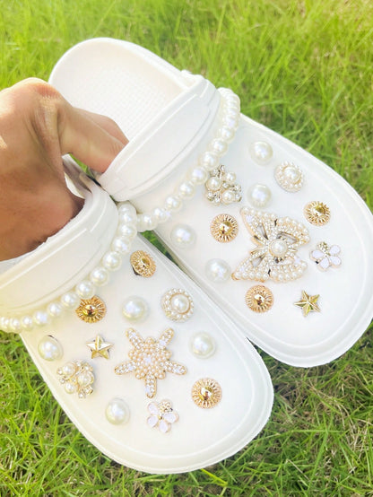 26 Pièces Charms Décoratifs pour Sabots - Strass, Perles 3D, Nœuds