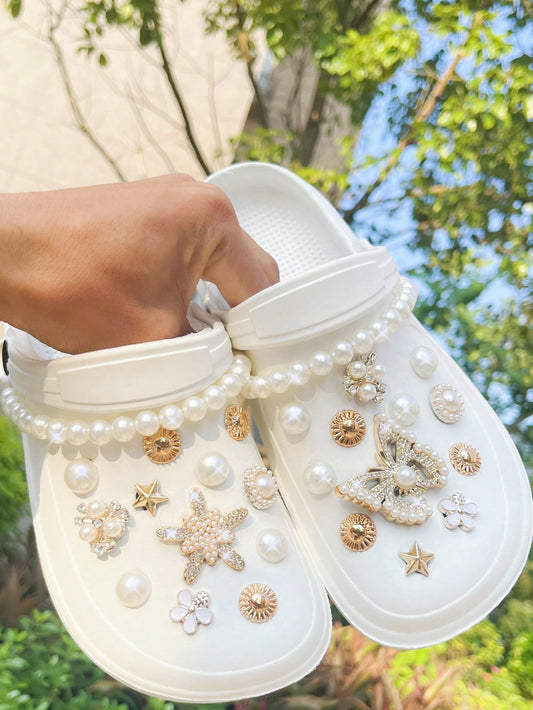 26 Pièces Charms Décoratifs pour Sabots - Strass, Perles 3D, Nœuds