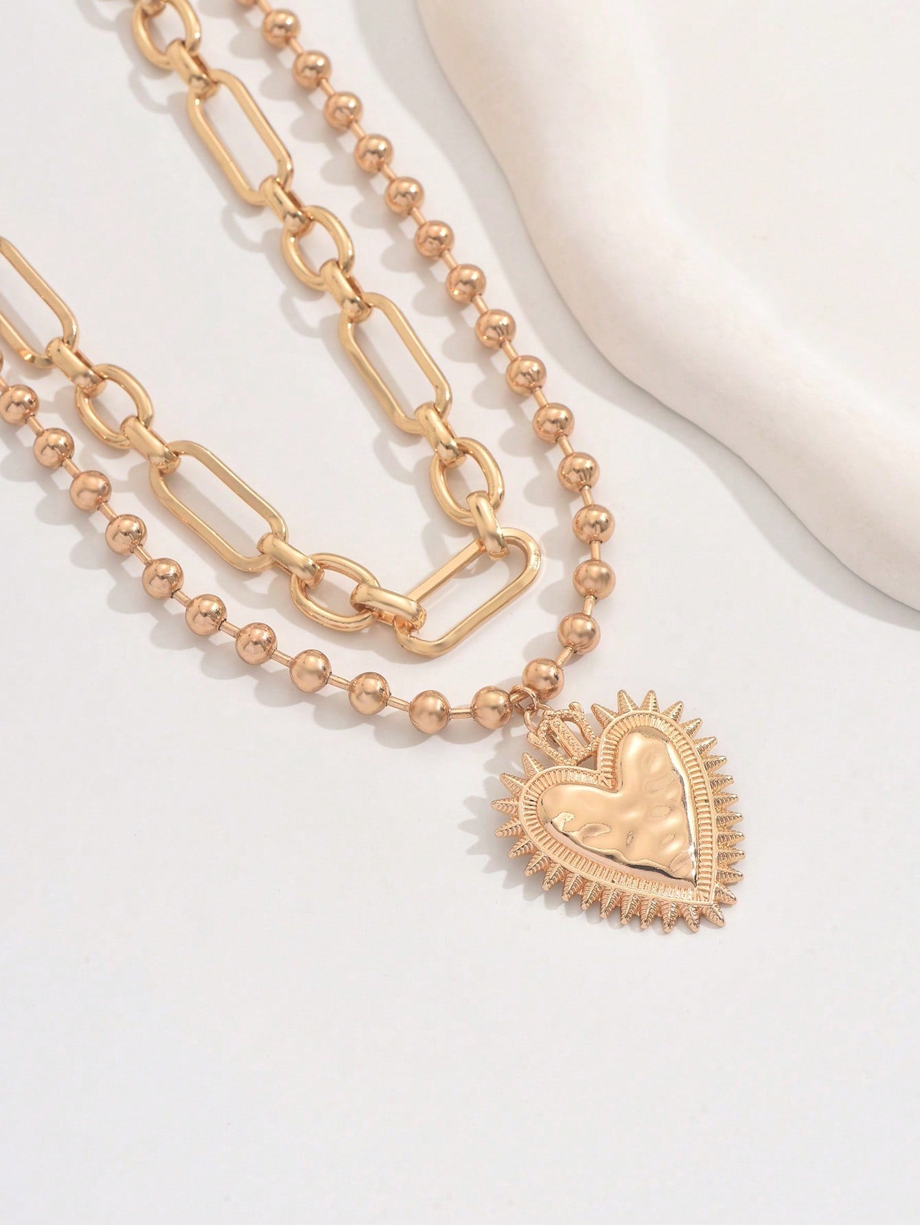 Collier cœur chaîne ajustable 2 pièces pour femme