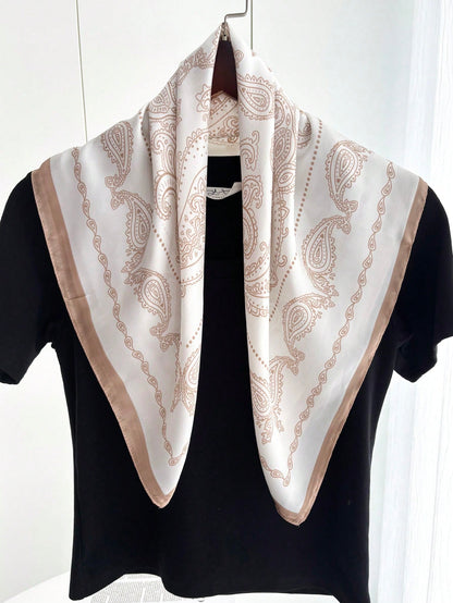 Foulard carré satin 70x70cm imprimé femme - bandana écharpe hijab