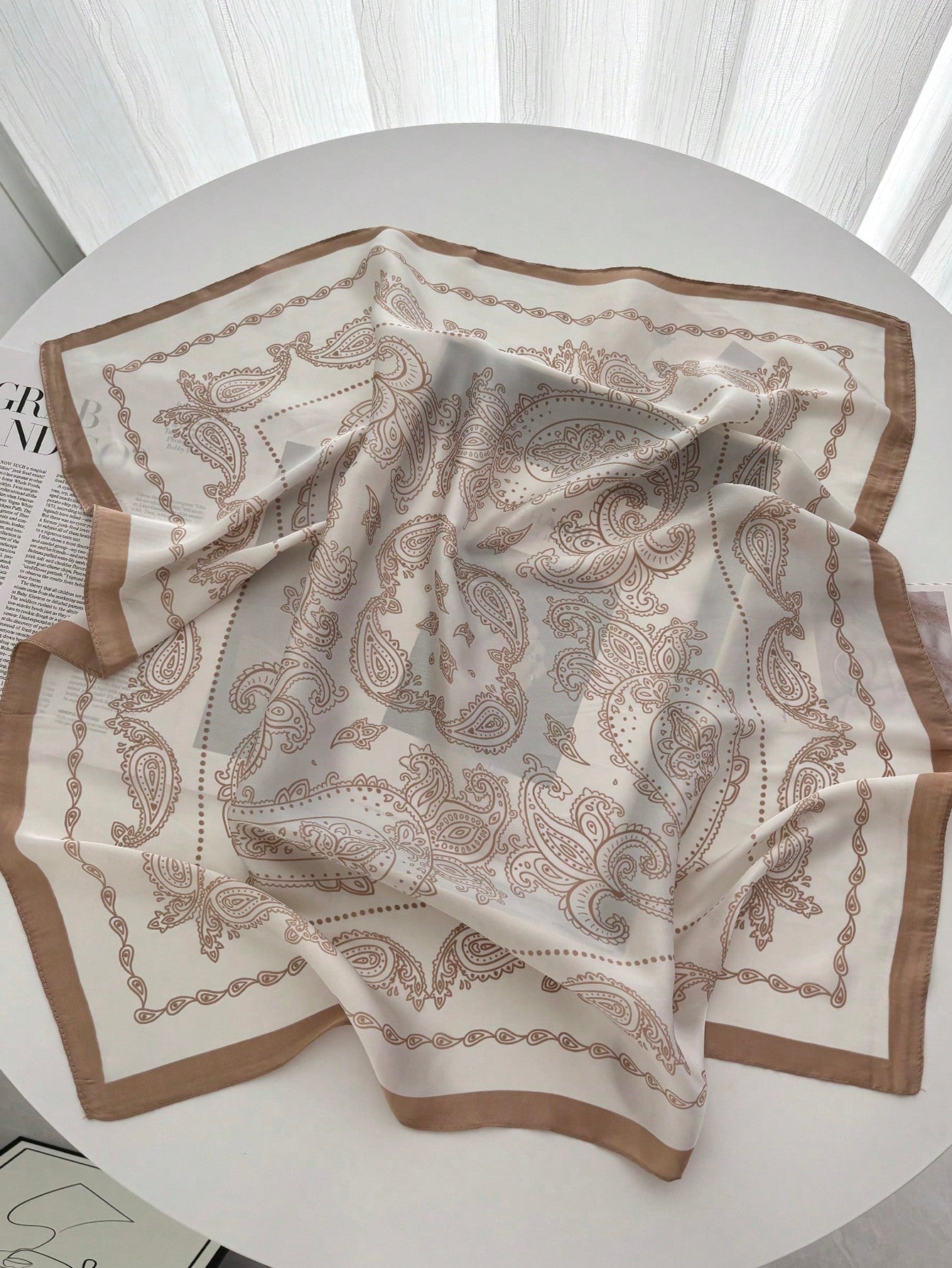 Foulard carré satin 70x70cm imprimé femme - bandana écharpe hijab