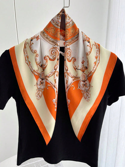 Foulard carré en satin pour femmes, imprimé bandana