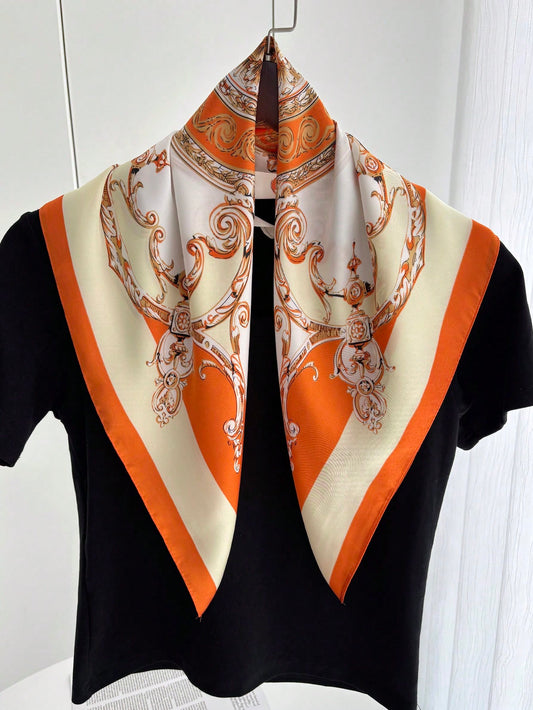 Foulard carré en satin pour femmes, imprimé bandana