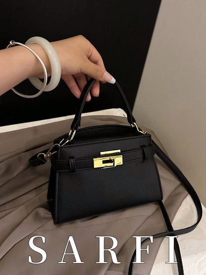 Sac à main femme PU motif litchi, sangle réglable, fermeture magnétique