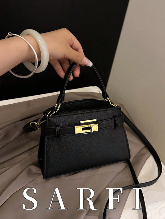 Sac à main femme PU motif litchi, sangle réglable, fermeture magnétique