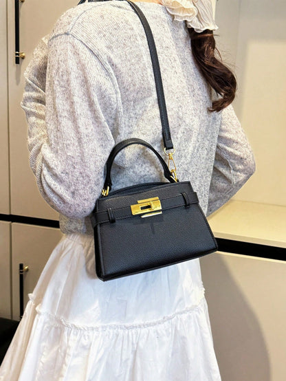 Sac à main femme PU motif litchi, sangle réglable, fermeture magnétique
